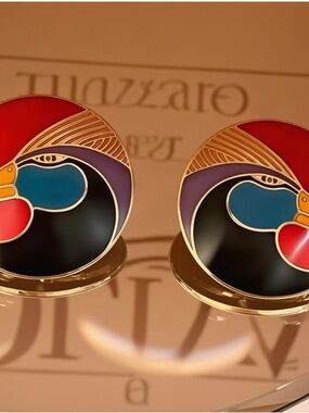 - NWOT Laurel Burch Harlequin Bird Earrings Retired